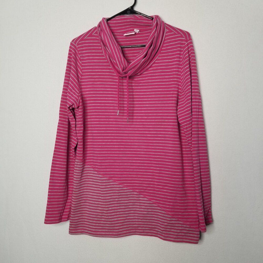 Kim Rogers Cowl Neck Pink Long Sleeve Pullover Blouse L